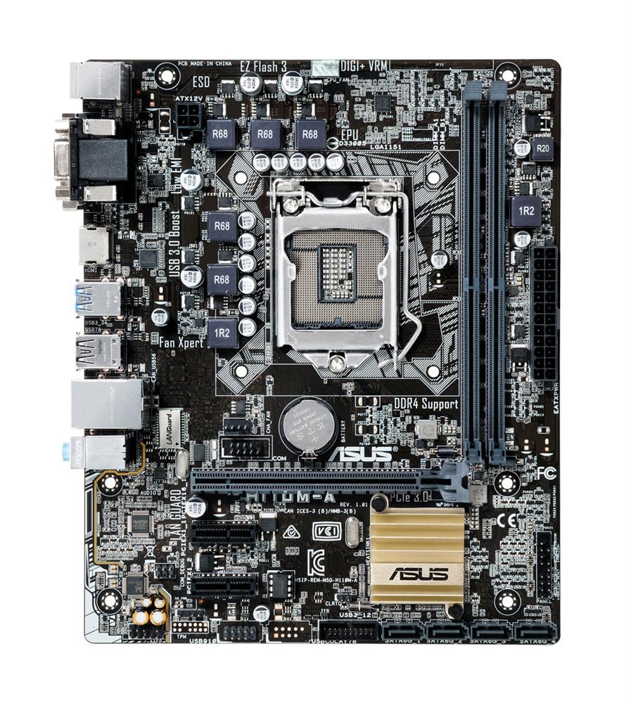 MBH110MA ASUS H110M-A Socket LGA 1151 Intel H110 Chipset 7th/6th Generation Core i7 / i5 / i3 / Pentium / Celeron Processors Support DDR4 2x DIMM 4x SATA 6.0Gb/s uATX Motherboard (Refurbished)
