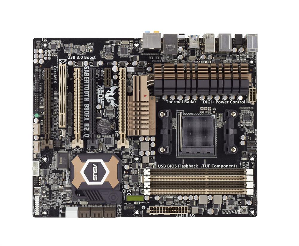 MBSB990F2 ASUS Socket AM3+ AMD 990FX + SB950 Chipset AMD FX/ AMD Phenom II/ Athlon II/ AMD Sempron Processors Support DDR3 4x DIMM 6x SATA 6.0Gb/s ATX Motherboard (Refurbished)