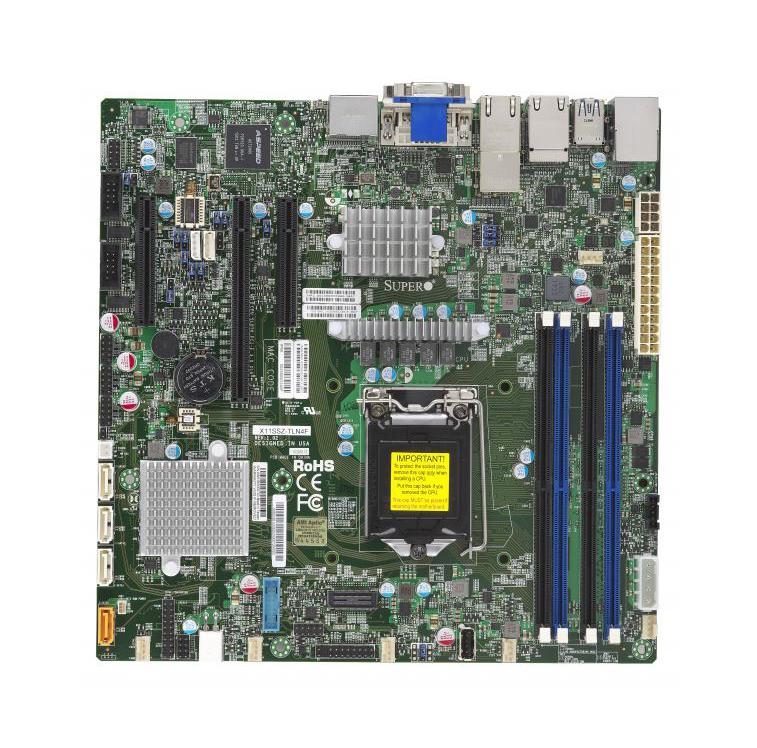 MBX11SZ4 SuperMicro X11SSZ-TLN4F Socket LGA 1151 Intel C236 Chipset Xeon E3-1200 v5/v6 Processors Support DDR4 4x DIMM 4x SATA3 6.0Gb/s Micro-ATX Server Motherboard (Refurbished)