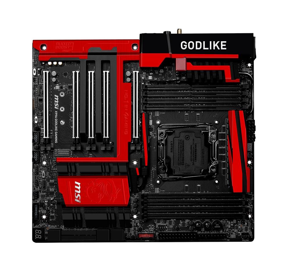 MBX99AGOG MSI X99A GODLIKE GAMING Socket LGA 2011-3 Intel X99 Express Chipset Core i7 Extreme Edition Processors Support DDR4 8x DIMM 10x SATA 6.0Gb/s Extended-ATX Motherboard (Refurbished)