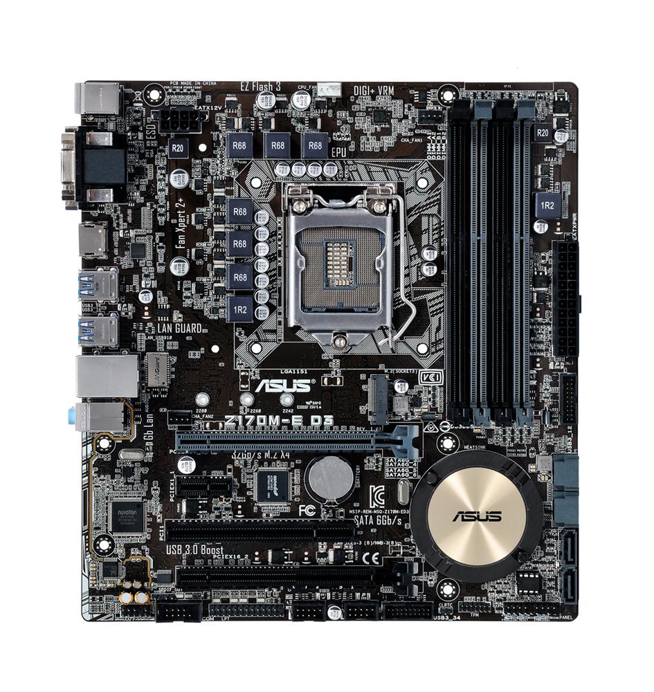 MBZ170MED ASUS Z170M-E D3 Socket LGA 1151 Intel Z170 Chipset 7th/6th Generation Core i7 / i5 / i3 / Pentium / Celeron Processors Support DDR3 4x DIMM 4x SATA 6.0Gb/s Micro-ATX Motherboard (Refurbished)