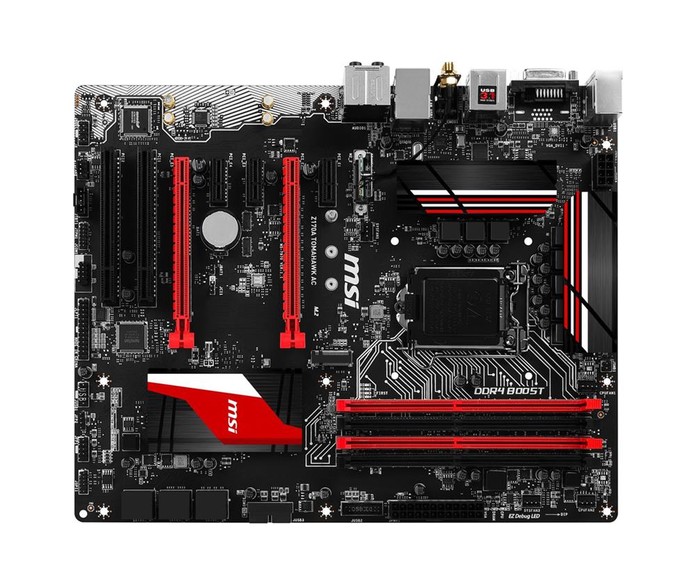 MBZ17ATAC MSI Z170A TOMAHAWK AC Socket LGA 1151 Intel Z170 Chipset 6th Generation Core i7 / i5 / i3 / Pentium / Celeron Processors Support DDR4 4x DIMM 6x SATA 6.0Gb/s ATX Motherboard (Refurbished)