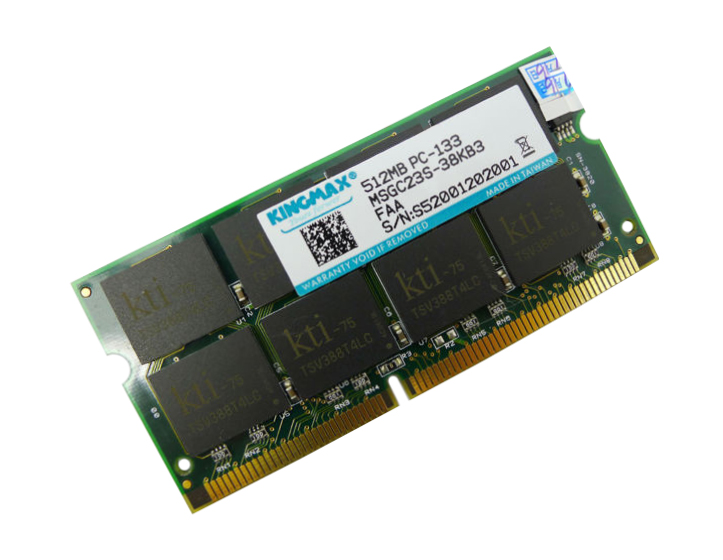 MSGC23S-38KB3 KingMax 512MB PC133 133MHz non-ECC Unbuffered CL3 144-Pin SoDimm Low density Memory Module