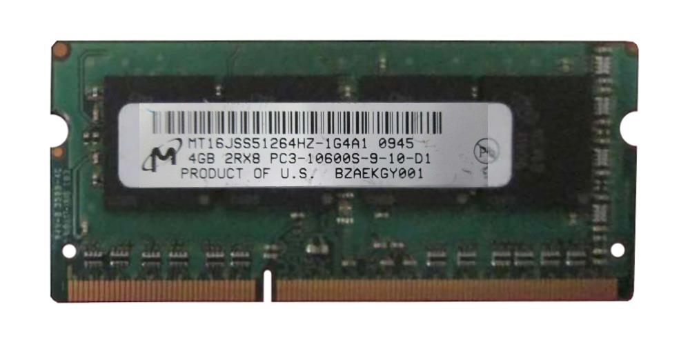 MT16JSS51264HZ-1G4A1 Micron 4GB PC3-10600 DDR3-1333MHz non-ECC Unbuffered CL9 204-Pin SoDimm Dual Rank Memory Module