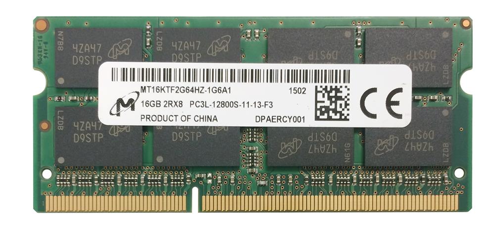 MT16KTF2G64HZ-1G6 Micron 16GB PC3-12800 DDR3-1600MHz non-ECC Unbuffered CL11 204-Pin SoDimm 1.35V Low Voltage Dual Rank Memory Module