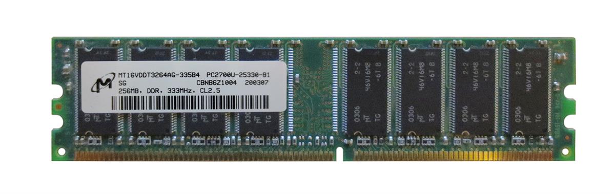 MT16VDDT3264AG-335B4 Micron 256MB PC2700 DDR-333MHz non-ECC Unbuffered CL2.5 184-Pin DIMM 2.5V Memory Module