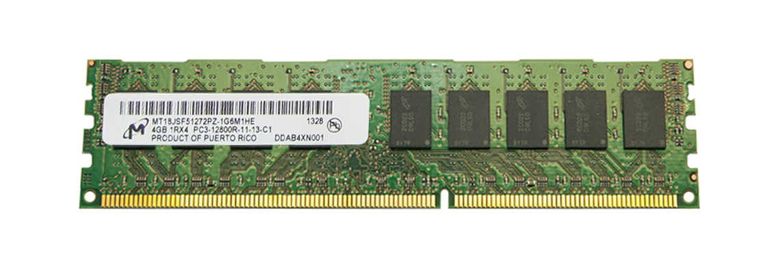 MT18JSF51272PZ-1G6M1 Micron 4GB PC3-12800 DDR3-1600MHz ECC Registered CL11 240-Pin DIMM Single Rank Memory Module