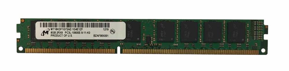 MT18KDF1G72AZ-1G4E1ZF Micron 8GB PC3-10600 DDR3-1333MHz ECC Unbuffered CL9 240-Pin DIMM Dual Rank 1.35V Low Voltage Very Low Profile (VLP) Memory Module