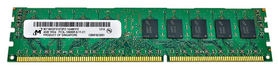 MT18KSF51272PZ-1G4M1 Micron 4GB PC3-10600 DDR3-1333MHz ECC Registered w/ Parity CL9 240-Pin DIMM 1.35V Low Voltage Single Rank Memory Module