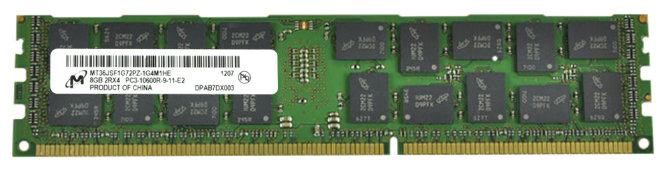 MT36JSF1G72PZ-1G4M1HE Micron 8GB PC3-10600 DDR3-1333MHz ECC Registered CL9 240-Pin DIMM Dual Rank Memory Module
