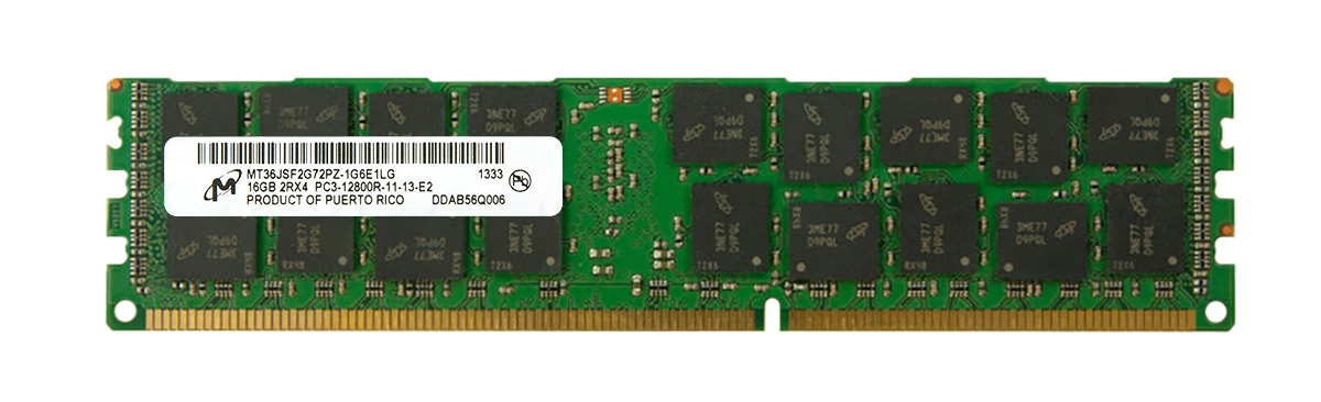 MT36JSF2G72PZ-1G6E1 Micron 16GB PC3-12800 DDR3-1600MHz ECC Registered CL11 240-Pin DIMM Dual Rank Memory Module