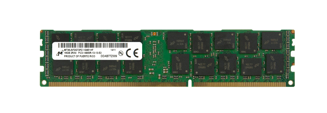 MT36JSF2G72PZ-1G9E1HF Micron 16GB PC3-14900 DDR3-1866MHz ECC Registered CL13 240-Pin DIMM Dual Rank Memory Module