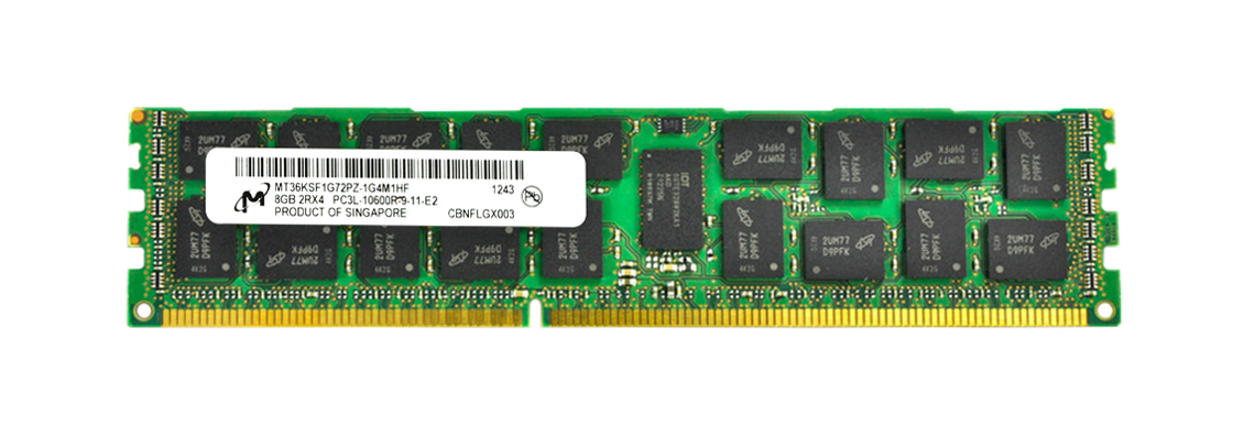 MT36KSF1G72PZ-1G4M1HF Micron 8GB PC3-10600 DDR3-1333MHz ECC Registered CL9 240-Pin DIMM 1.35V Low Voltage Dual Rank Memory Module