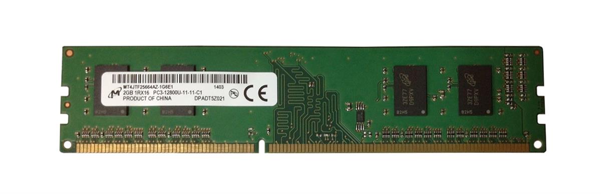 MT4JTF25664AZ-1G6 Micron 2GB PC3-12800 DDR3-1600MHz non-ECC Unbuffered CL10 240-Pin DIMM Single Rank Memory Module
