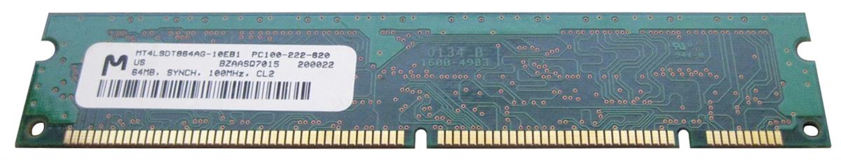 MT4LSDT864AG-10EB1 Micron 64MB PC100 100MHz non-ECC Unbuffered CL2 168-Pin DIMM Memory Module