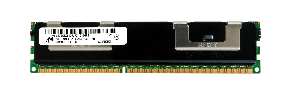 MT72KSZS4G72PZ-1G1D1 Micron 32GB PC3-8500 DDR3-1066MHz ECC Registered CL7 240-Pin DIMM 1.35V Low Voltage Quad Rank Memory Module