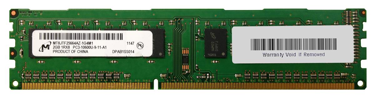 MT8JTF25664AZ-1G4 Micron 2GB PC3-10600 DDR3-1333MHz non-ECC Unbuffered CL9 240-Pin DIMM Single Rank Memory Module