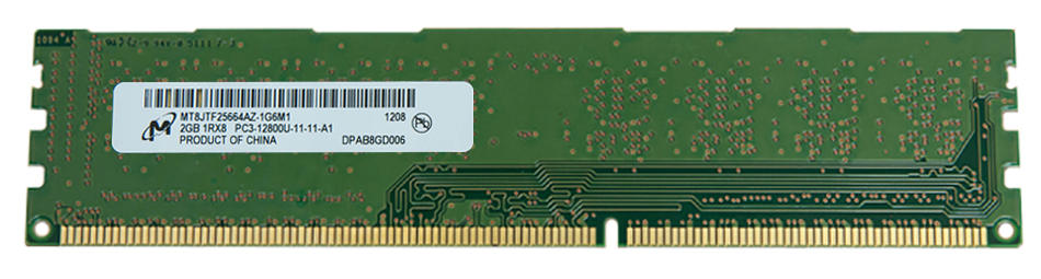 MT8JTF25664AZ-1G6 Micron 2GB PC3-12800 DDR3-1600MHz non-ECC Unbuffered CL11 240-Pin DIMM Single Rank Memory Module