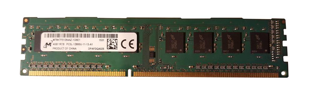 MT8KTF51264AZ-1G6E1 Micron 4GB PC3-12800 DDR3-1600MHz non-ECC Unbuffered CL11 240-Pin DIMM 1.35V Low Voltage Single Rank Memory Module