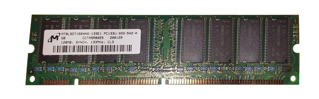MT8LSDT1664AG-133E1 Micron 128MB PC133 133MHz non-ECC Unbuffered CL3 168-Pin DIMM Single Rank Memory Module