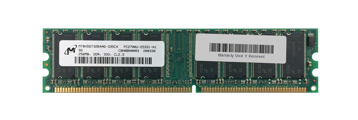 MT8VDDT3264AG-335C4 Micron 256MB PC2700 DDR-333MHz non-ECC Unbuffered CL2.5 184-Pin DIMM Single Rank Memory Module