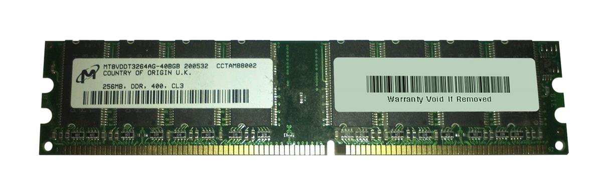 MT8VDDT3264AG-40BGB Micron 256MB PC3200 DDR-400MHz non-ECC Unbuffered CL3 184-Pin DIMM Single Rank Memory Module
