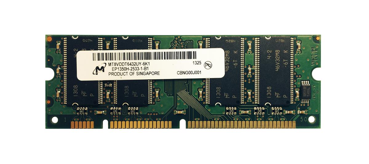 MT8VDDT6432UY-6K1 Micron 256MB PC2700 DDR-333MHz non-ECC Unbuffered CL2.5 100-Pin DIMM Dual Rank Memory Module