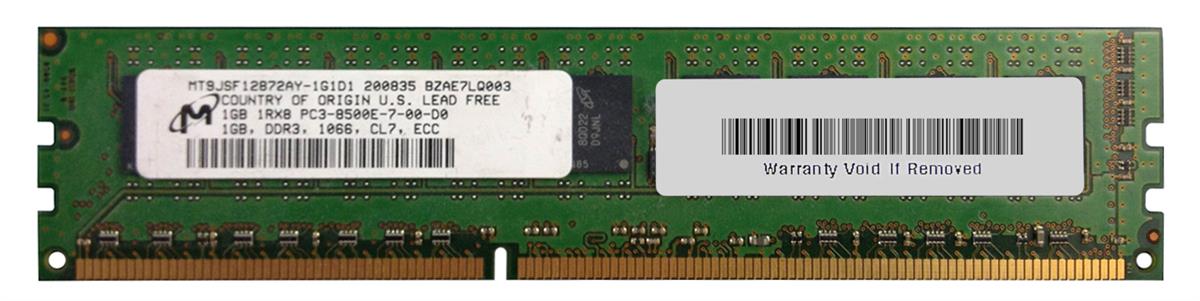 MT9JSF12872AY-1G1D1 Micron 1GB PC3-8500 DDR3-1066MHz ECC Unbuffered CL7 240-Pin DIMM Single Rank Memory Module