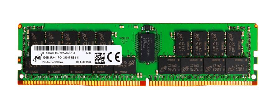 MTA36ASF4G72PZ-2G3D1 Micron 32GB PC4-19200 DDR4-2400MHz Registered ECC CL17 288-Pin DIMM 1.2V Dual Rank Memory Module