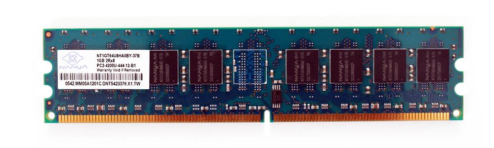 NT1GT64U8HA0BY-37B Nanya 1GB PC2-4200 DDR2-533MHz non-ECC Unbuffered CL4 240-Pin DIMM Memory Module