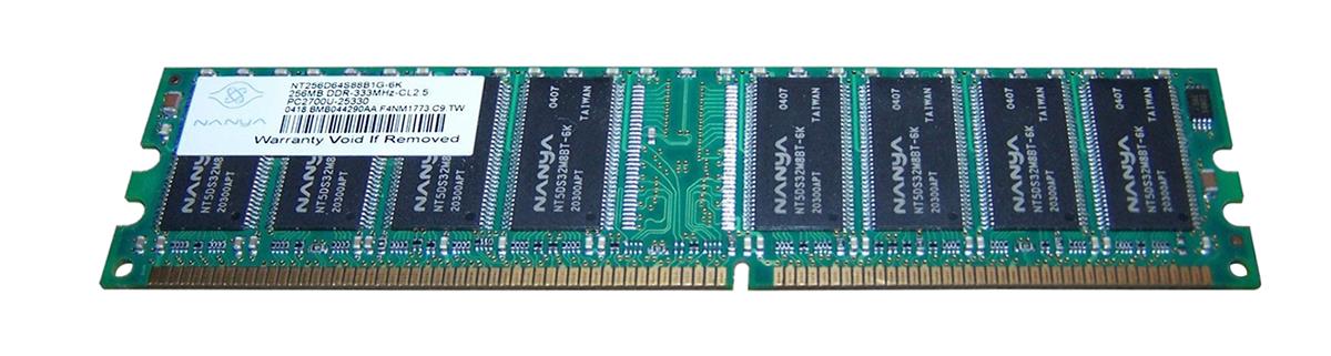 NT256D64S88B1G-6K Nanya 256MB PC2700 DDR-333MHz non-ECC Unbuffered CL2.5 184-Pin DIMM 2.5V Memory Module