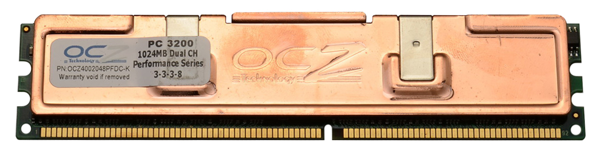 OCZ4002048PFDC-K OCZ 2GB (2x1GB) Kit PC3200 DDR-400MHz non-ECC Unbuffered CL 3-3-3-7 184-Pin Dual Channel DIMM Memory