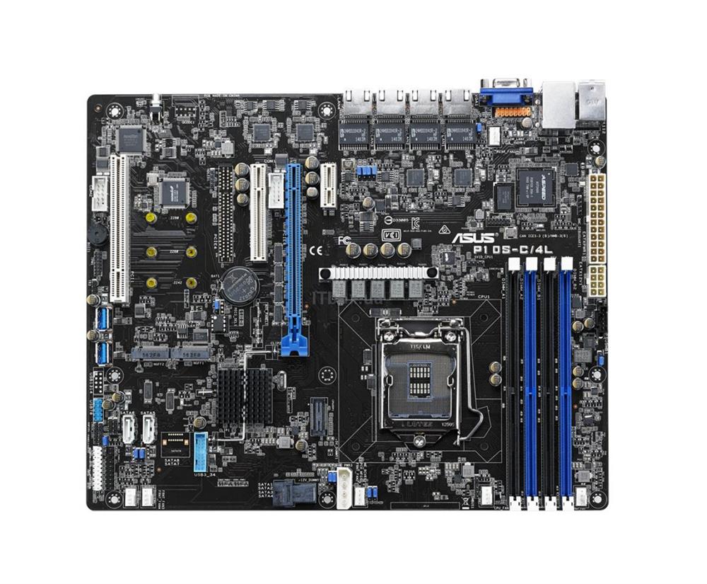 P10SC4L ASUS P10S-C/4L Socket LGA 1151 Intel C232 Chipset Xeon E3-1200 v6/E3-1200 v5 / Core i3 / Pentium / Celeron Processors Support DDR4 4x DIMM 6x SATA3 6.0Gb/s ATX Server Motherboard (Refurbished)