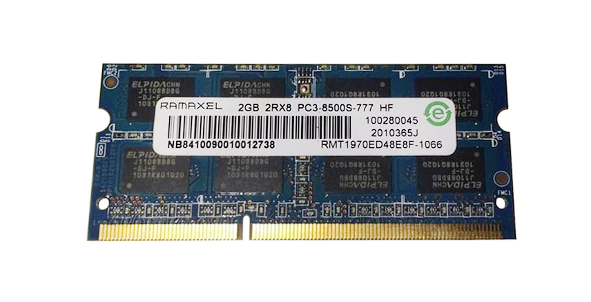 RMT1970ED48E8F-1066 Ramaxel 2GB PC3-8500 DDR3-1066MHz non-ECC Unbuffered CL7 204-Pin SoDimm Dual Rank Memory Module