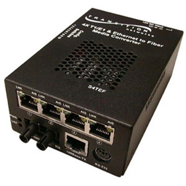 S4TEF1013-100 Transition 100Base-FX 1300 NM Multi-Mode SC Duplex Fiber-Optic 2 Kilometers/1.2 Miles for 4X T1/E1 to Fiber Transport Multiplexor Stand-Alone Media Converter