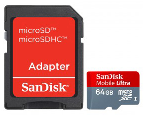 SDSDQU-064G-U46A SanDisk 64GB Ultra micro-SDXC UHS-I Class 10 Memory Card with Adapter