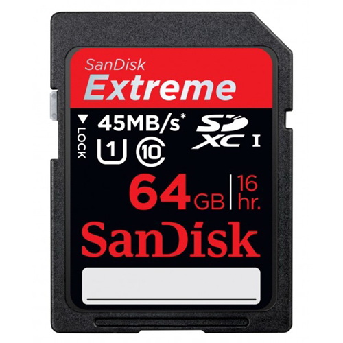SDSDX-064G-X46 SanDisk 64GB Extreme SDXC UHS-I 45MB/s Class 10 HDVideo Memory Card