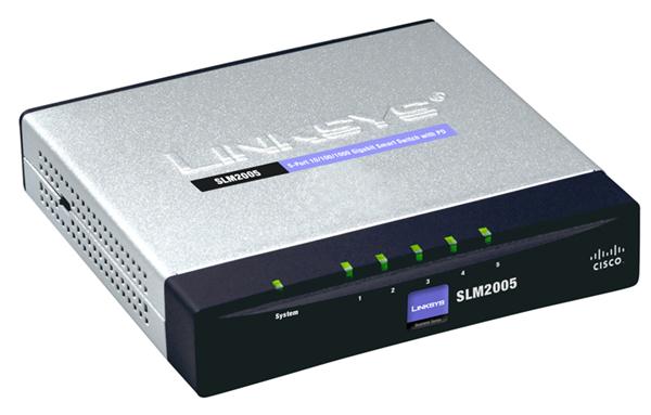 SLM2005 Linksys 5-Port 10/100/1000 Standalone RJ45 Gigabit Smart Switch with PD & AC PWR (Refurbished)
