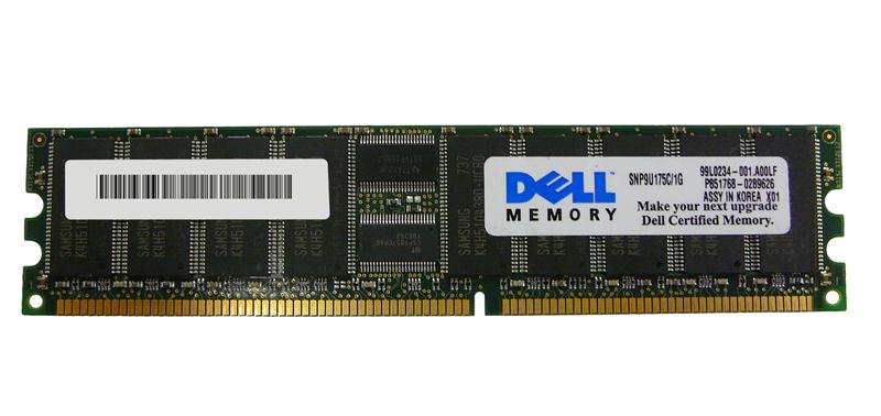 SNP9U175C/1G Dell 1GB PC2100 DDR-266MHz Registered ECC CL2.5 184-Pin DIMM 2.5V Memory Module