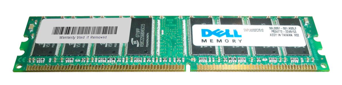 SNPJ0202C/512 Dell 512MB PC3200 DDR-400MHz non-ECC Unbuffered CL3 184-Pin DIMM Memory Module