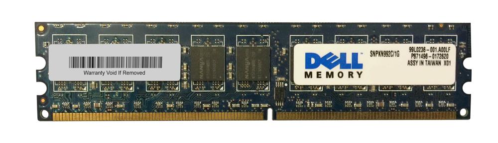 SNPKN992C/1G Dell 1GB PC2-6400 DDR2-800MHz ECC Unbuffered CL6 240-Pin DIMM Memory Module