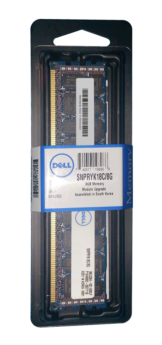 SNPRYK18C/8G Dell 8GB PC3-12800 DDR3-1600MHz ECC Registered CL11 240-Pin DIMM Dual Rank Memory Module for PowerEdge Servers