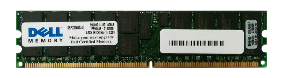 SNPX1564C/4G Dell 4GB PC2-3200 DDR2-400MHz ECC Registered CL3 240-Pin DIMM Dual Rank Memory Module