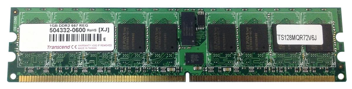 TS128MQR72V6J Transcend 1GB PC2-5300 DDR2-667MHz ECC Registered CL5 240-Pin DIMM Dual Rank Memory Module