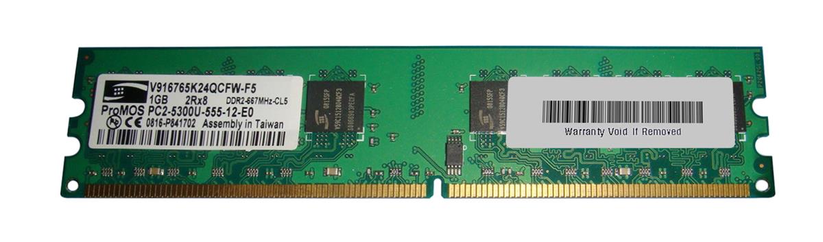 V916765K24QCFW-F5 ProMOS 1GB PC2-5300 DDR2-667MHz non-ECC Unbuffered CL5 240-Pin DIMM Dual Rank Memory Module