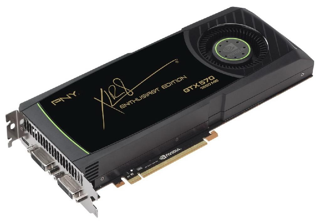 VCGGTX570XPB PNY GeForce GTX 570 (Fermi) 1280MB GDDR5 320-Bit PCI Express 2.0 x16 HDMI DisplayPort/ Dual DVI/ HDCP Ready/ SLI Support Video Graphics Card