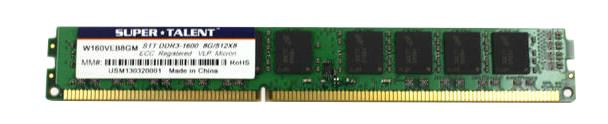 W160VEB8GM Super Talent 8GB PC3-12800 DDR3-1600MHz ECC Unbuffered CL11 240-Pin DIMM Very Low Profile (VLP) Dual Rank Memory Module
