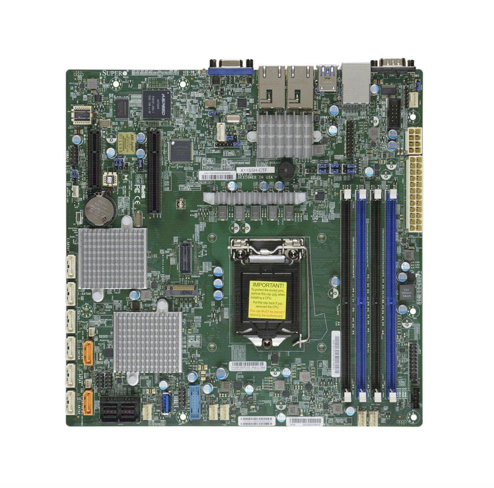 X11SSHCTFO SuperMicro Socket H4 LGA 1151 Xeon E3-1200 v5 / v6 Intel C236 Chipset DDR4 4 x DIMM 8 x SATA 6Gbps 8 x SAS 12Gbps micro-ATX Server Motherboard (Refurbished)