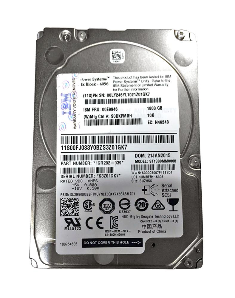 00E9946 IBM 1.8TB 10000RPM SAS 12Gbps (4K) 2.5-inch Internal Hard Drive for AIX and Linux Based Server Systems