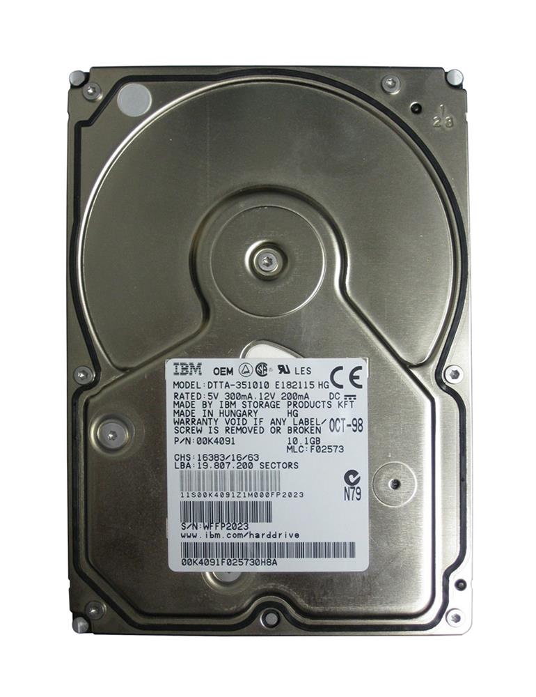 00K4091 IBM Deskstar 16GP 10.1GB 5400RPM ATA-33 512KB Cache 3.5-inch Internal Hard Drive